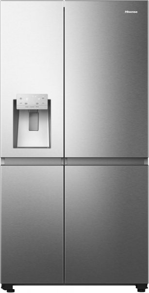 Hisense Side-by-Side RS818N4TIE, EEK: E, No Frost – nie wieder abtauen, LED-Display, Eis- und Wasserspender - kein Festwasseranschluss nötig