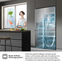 Hisense Side-by-Side RS818N4TIE, EEK: E, No Frost – nie wieder abtauen, LED-Display, Eis- und Wasserspender - kein Festwasseranschluss nötig