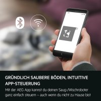 AEG AR71HW1DG Saugroboter mit Wischfunktion, WiFi, präzise LiDAR Navigation, Beutellos, Saugleistung 4000 Pa, Lithium Akku 14,4 V, bis zu 175 min. Laufzeit, bis 140m², Wassertank 0,28 l, Dunkelgrau