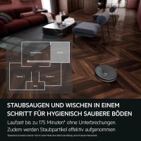 AEG AR71HW1DG Saugroboter mit Wischfunktion, WiFi, präzise LiDAR Navigation, Beutellos, Saugleistung 4000 Pa, Lithium Akku 14,4 V, bis zu 175 min. Laufzeit, bis 140m², Wassertank 0,28 l, Dunkelgrau