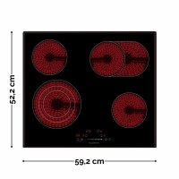 WOLKENSTEIN Elektro-Kochfeld WEB-C4-3KBG, 4 kochzonen, Rahmenlos mit Slider Touch Control