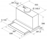 Bauknecht Flachschirmhaube RBAH 62 LT X Dunstabzugshaube, EEK: A, 3 Gebläsestufen, LED Beleuchtung, Grau