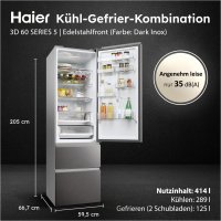Haier HTW5620CNMP Kühl/Gefrierkombination, 289 Liter Volumen, EEK: C, Humidity Zone: Obst, Gemüse und Salat 2x länger frisch halten