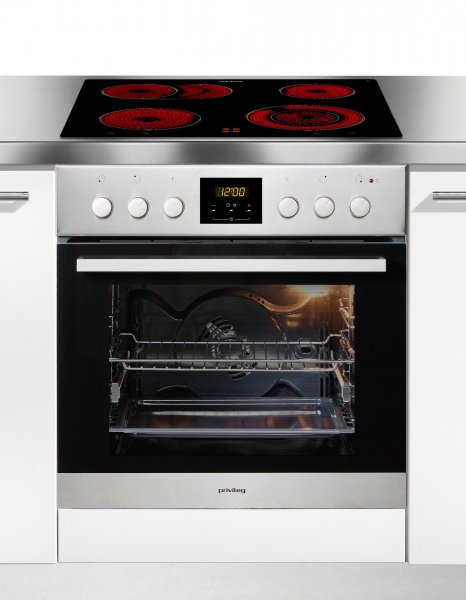 Privileg SET PV510 IN Herdset, 65 Liter Volumen, EEK: A, EEK A (A+++ bis D), 1fach Backauszug: bequemes Platzieren & Rausholen der Speisen, Silberfarben