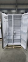 Hisense RSIM535AFE Side by side Kühlschrank, Wasser-/Eisspender, 566 Liter Gesamtvolumen, NoFrost, mit Wassertank, Made in Europe, EEK: E, Silberfarben