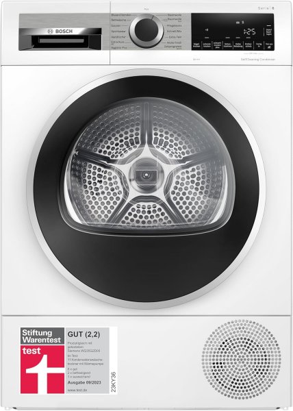 Bosch WQG235D00 Wärmepumpentrockner, EEK: C, Selbstreinigender Kondensator, Halbe Beladung, Reversierende Trommel, Auto Dry trocknet deine Wäsche genau so, wie du es wünschst.