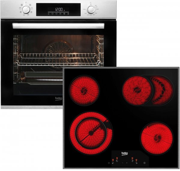 BEKO Backofen-Set BBSM12320X, Gleichmäßige Heißluft für perfekte Ergebnisse dank Aeroperfect, EEK: A, Auszug nachrüstbar