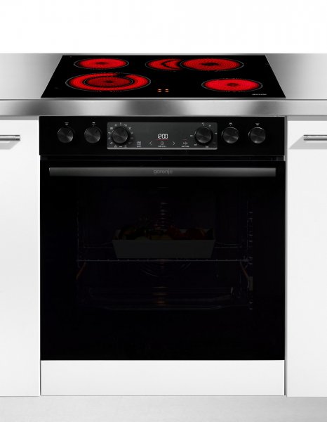 GORENJE Elektro-Herd-Set Pacific Herd Set, mit 1-fach-Teleskopauszug, Aqua Clean, Pizzafunktion mit 300 °C – perfekt für Pizza, Focaccia und mehr!