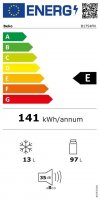 Beko B1804FN Kühlschrank, EEK E, 6 cm, 5 cm, Einbau, 86.6 cm hoch, 54.5 cm breit