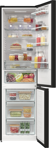 Gorenje NRK620B61BX4OT Kühl-/Gefrierkombination, G600 331 l Schwarz, Edelstahl