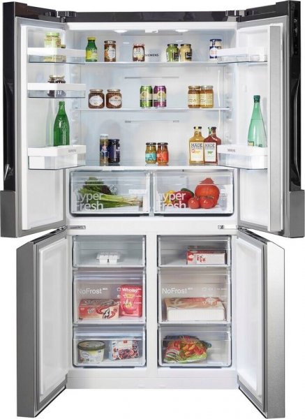 Siemens KF96NVPEA Side-by-Side Kühlschrank, Multi Door iQ300,183 cm hoch, 91 cm breit, noFrost, hyperFresh Schubladen, LED-Licht, superKühlen, superGefrieren