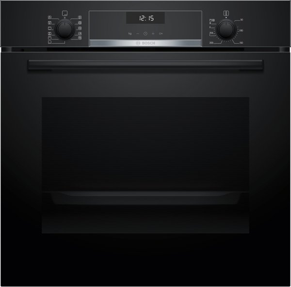 BOSCH Backofen Serie 6 HBG537BB4, mit Teleskopauszug nachrüstbar, Knusper-gesunde AirFry-Funktion & gleichmäßige 3D-Heißluft, EEK: A+