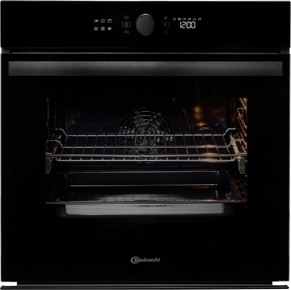 BAUKNECHT Pyrolyse Backofen BBI4S8PM1SK, mit 1-fach-Teleskopauszug, Pyrolyse-Selbstreinigung, Restaurant-Pizza daheim: 310°C Pizza-Funktion inkl. Pizzastein