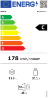 BOSCH Kühl-/Gefrierkombination Serie 4 KGN49VXCT, 203 cm hoch, 70 cm breit, EEK: C = 178 kWh/Jahr