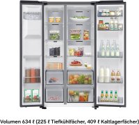 Samsung RS70F66KBF Side-by-Side Kühlkombination Freistehend 634 l Schwarz, Eis- und Wasserspender, Al Energy Mode, No Frost+, EEK: B