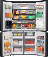 Hisense Multi Door RQ758N4SAFE Side-by-Side Kühlkombination, EEK: E = 320 kWh/Jahr, Nutzinhalt: 609l, NoFrost Plus - nie wieder abtauen!, Verstellbare Twist-Eismachine