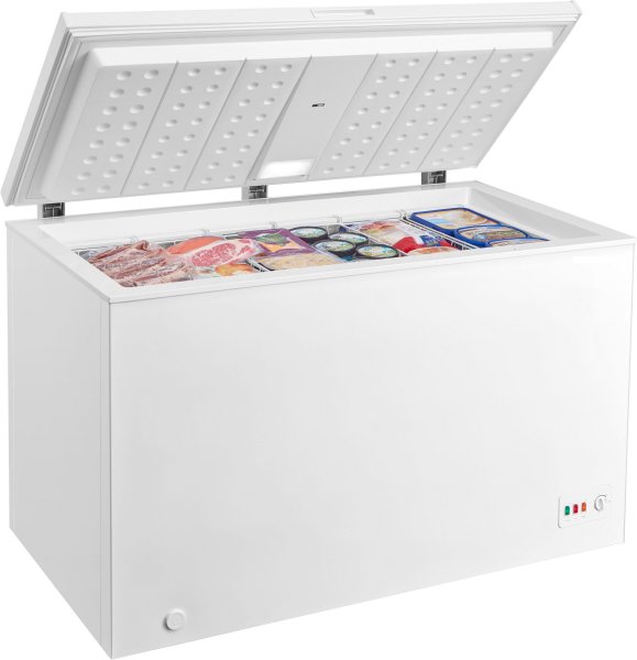 Hanseatic Gefriertruhe HGT128A, 128,5 cm breit, 300 l, EEK: A = 95 kWh/Jahr, 6 Gefrierkörbe, 4-Sterne-Gefrierfach