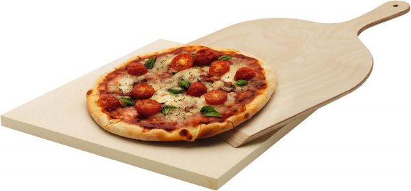 AEG A9OZPS1 Pizzastein Set 3-tlg. Naturstein Holzbrett Pizzamesser Backofen Neu!