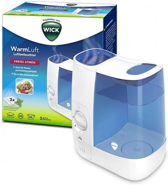 WICK WH845E2 Warmdampf Luftbefeuchter 3,8L 55m² 365W VapoPads Aroma Weiß Neu OVP